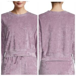 Noize Sweatshirt womens Size large Velvet Cropped velour crew neck pullover New‎